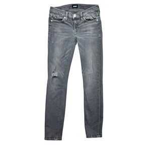 Hudson Jeans Women's 26 Gray Krista Ankle Super Skinny Distressed Low Rise Denim